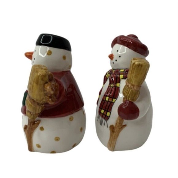 Sakura Debbie Mumm Snowman Salt Pepper Shaker Set Christmas Holidays Vintage - Picture 3 of 12